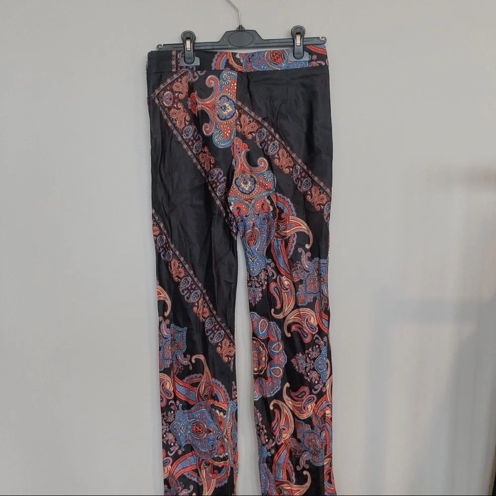 Chloé Black Persian Print Viscose Twill Women's Pants